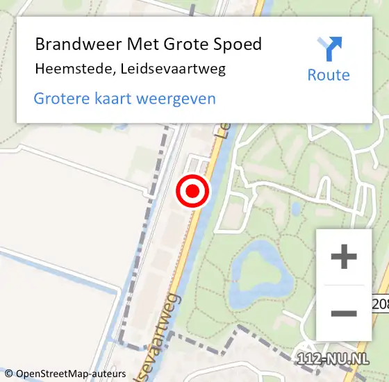 Locatie op kaart van de 112 melding: Brandweer Met Grote Spoed Naar Heemstede, Leidsevaartweg op 7 april 2022 22:33