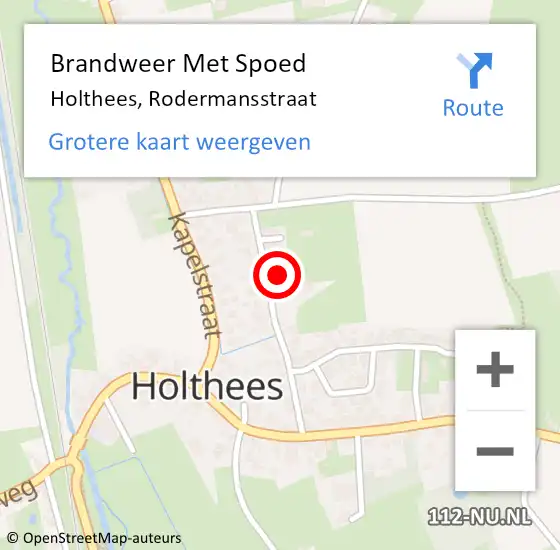 Locatie op kaart van de 112 melding: Brandweer Met Spoed Naar Holthees, Rodermansstraat op 7 april 2022 22:34