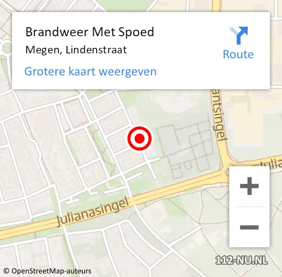 Locatie op kaart van de 112 melding: Brandweer Met Spoed Naar Megen, Lindenstraat op 7 april 2022 22:45
