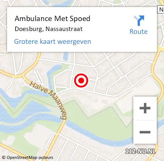 Locatie op kaart van de 112 melding: Ambulance Met Spoed Naar Doesburg, Nassaustraat op 7 april 2022 22:47