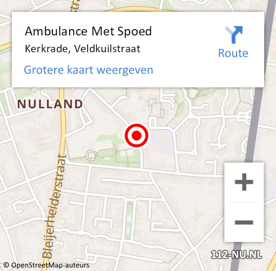 Locatie op kaart van de 112 melding: Ambulance Met Spoed Naar Kerkrade, Veldkuilstraat op 13 juli 2014 18:15