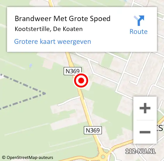 Locatie op kaart van de 112 melding: Brandweer Met Grote Spoed Naar Kootstertille, De Koaten op 7 april 2022 23:17