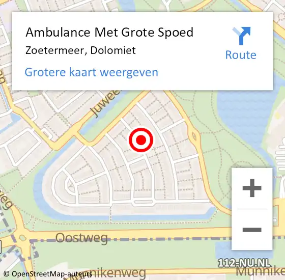 Locatie op kaart van de 112 melding: Ambulance Met Grote Spoed Naar Zoetermeer, Dolomiet op 7 april 2022 23:23