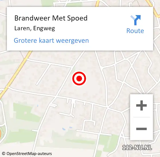 Locatie op kaart van de 112 melding: Brandweer Met Spoed Naar Laren, Engweg op 7 april 2022 23:31