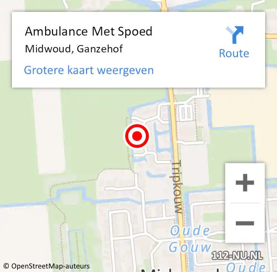 Locatie op kaart van de 112 melding: Ambulance Met Spoed Naar Midwoud, Ganzehof op 7 april 2022 23:53