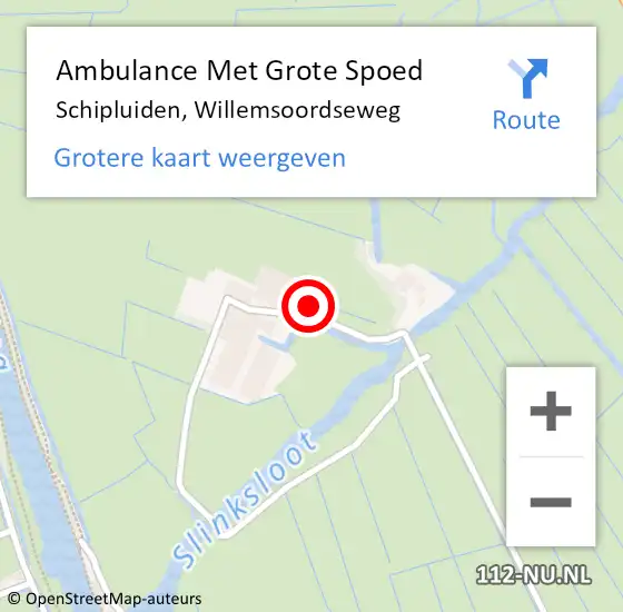 Locatie op kaart van de 112 melding: Ambulance Met Grote Spoed Naar Schipluiden, Willemsoordseweg op 7 april 2022 23:58
