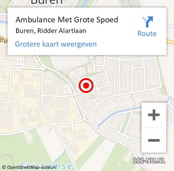 Locatie op kaart van de 112 melding: Ambulance Met Grote Spoed Naar Buren, Ridder Alartlaan op 8 april 2022 00:10