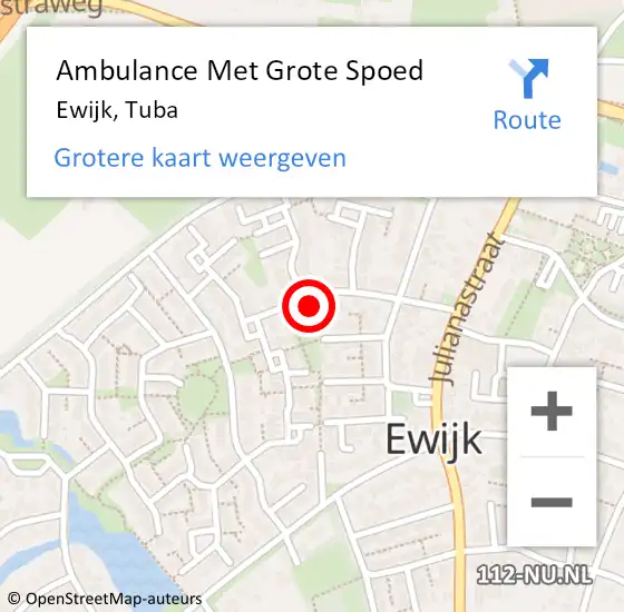 Locatie op kaart van de 112 melding: Ambulance Met Grote Spoed Naar Ewijk, Tuba op 8 april 2022 00:21