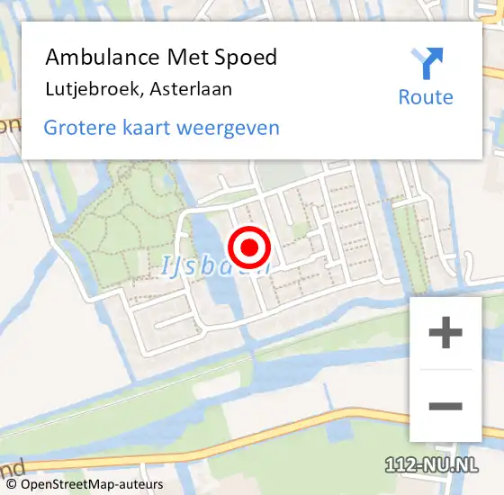 Locatie op kaart van de 112 melding: Ambulance Met Spoed Naar Lutjebroek, Asterlaan op 8 april 2022 03:28