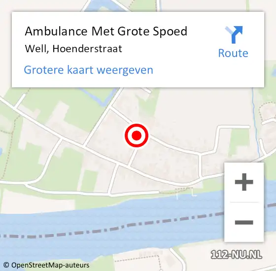 Locatie op kaart van de 112 melding: Ambulance Met Grote Spoed Naar Well, Hoenderstraat op 8 oktober 2013 09:11