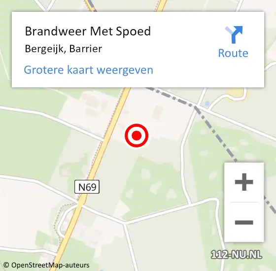 Locatie op kaart van de 112 melding: Brandweer Met Spoed Naar Bergeijk, Barrier op 8 april 2022 03:47