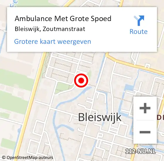 Locatie op kaart van de 112 melding: Ambulance Met Grote Spoed Naar Bleiswijk, Zoutmanstraat op 8 april 2022 04:25