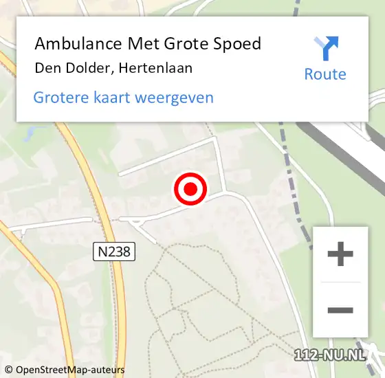 Locatie op kaart van de 112 melding: Ambulance Met Grote Spoed Naar Den Dolder, Hertenlaan op 13 juli 2014 18:34