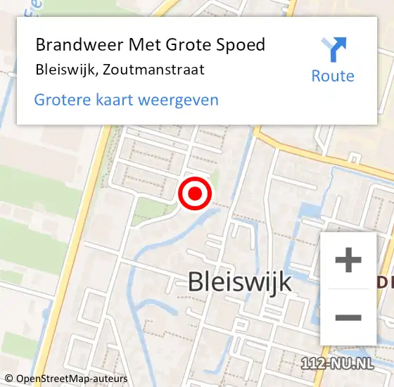 Locatie op kaart van de 112 melding: Brandweer Met Grote Spoed Naar Bleiswijk, Zoutmanstraat op 8 april 2022 04:25