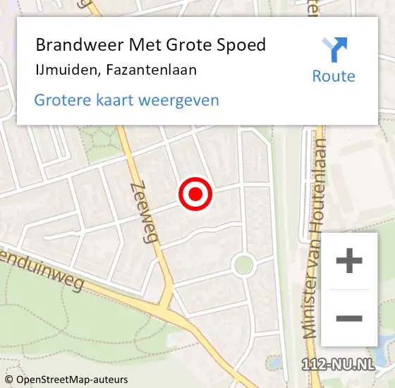 Locatie op kaart van de 112 melding: Brandweer Met Grote Spoed Naar IJmuiden, Fazantenlaan op 8 april 2022 05:34