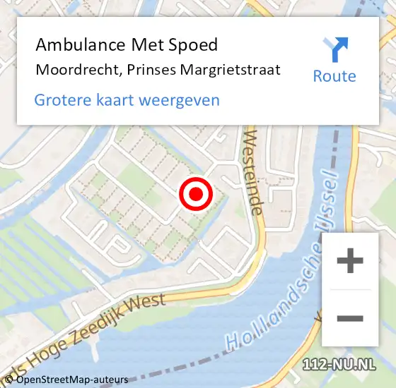 Locatie op kaart van de 112 melding: Ambulance Met Spoed Naar Moordrecht, Prinses Margrietstraat op 8 april 2022 05:37