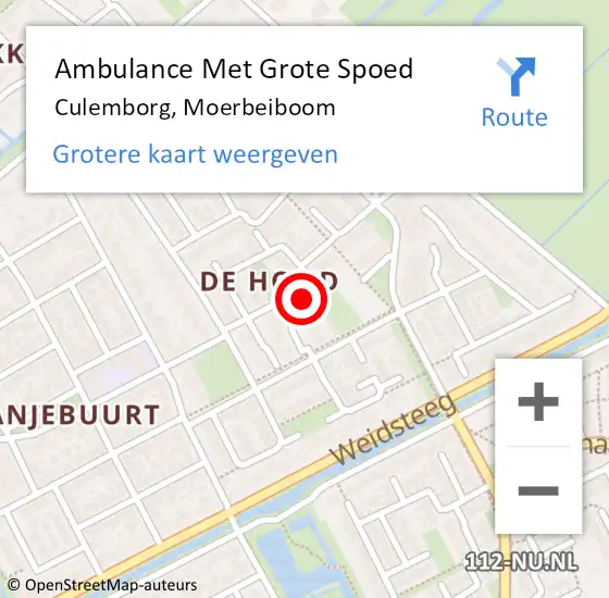 Locatie op kaart van de 112 melding: Ambulance Met Grote Spoed Naar Culemborg, Moerbeiboom op 8 april 2022 07:18