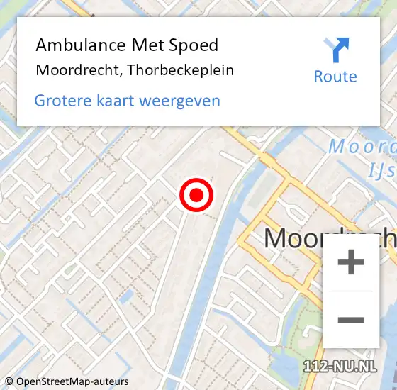 Locatie op kaart van de 112 melding: Ambulance Met Spoed Naar Moordrecht, Thorbeckeplein op 8 april 2022 07:36