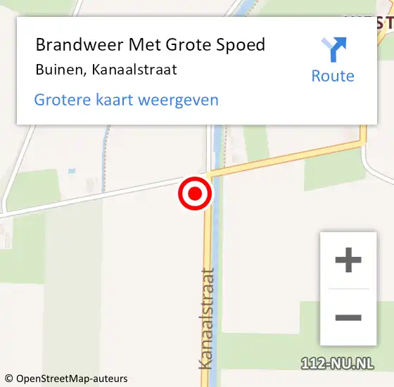 Locatie op kaart van de 112 melding: Brandweer Met Grote Spoed Naar Buinen, Kanaalstraat op 8 april 2022 07:41