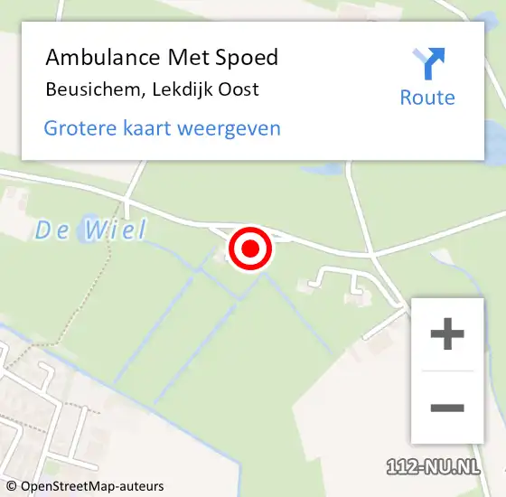 Locatie op kaart van de 112 melding: Ambulance Met Spoed Naar Beusichem, Lekdijk Oost op 8 april 2022 07:47