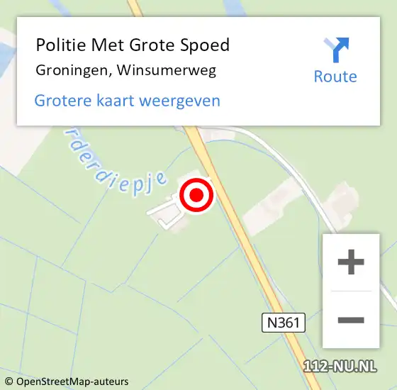 Locatie op kaart van de 112 melding: Politie Met Grote Spoed Naar Groningen, Winsumerweg op 8 april 2022 07:49