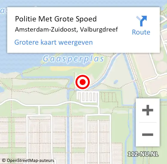 Locatie op kaart van de 112 melding: Politie Met Grote Spoed Naar Amsterdam-Zuidoost, Valburgdreef op 8 april 2022 08:06