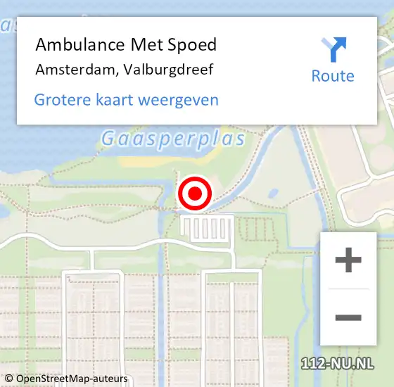 Locatie op kaart van de 112 melding: Ambulance Met Spoed Naar Amsterdam-Zuidoost, Valburgdreef op 8 april 2022 08:07