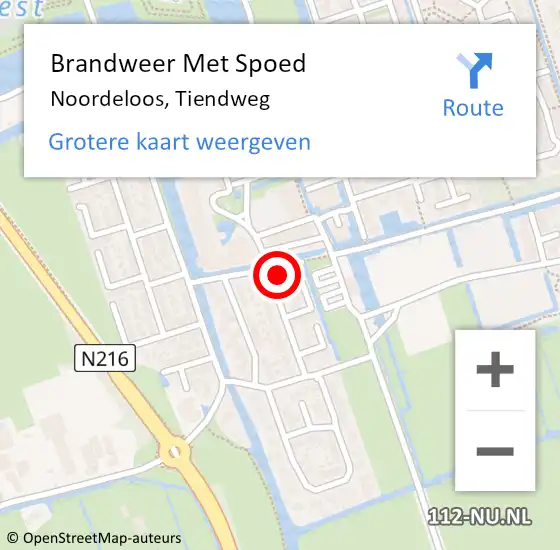 Locatie op kaart van de 112 melding: Brandweer Met Spoed Naar Noordeloos, Tiendweg op 8 april 2022 08:24