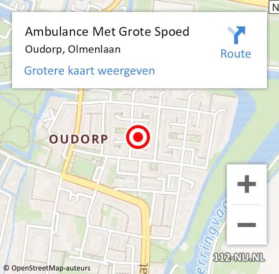 Locatie op kaart van de 112 melding: Ambulance Met Grote Spoed Naar Oudorp, Olmenlaan op 8 april 2022 08:25