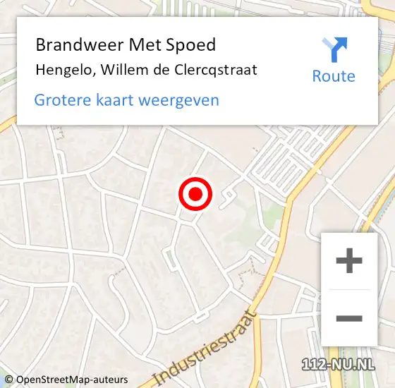 Locatie op kaart van de 112 melding: Brandweer Met Spoed Naar Hengelo, Willem de Clercqstraat op 8 april 2022 08:33