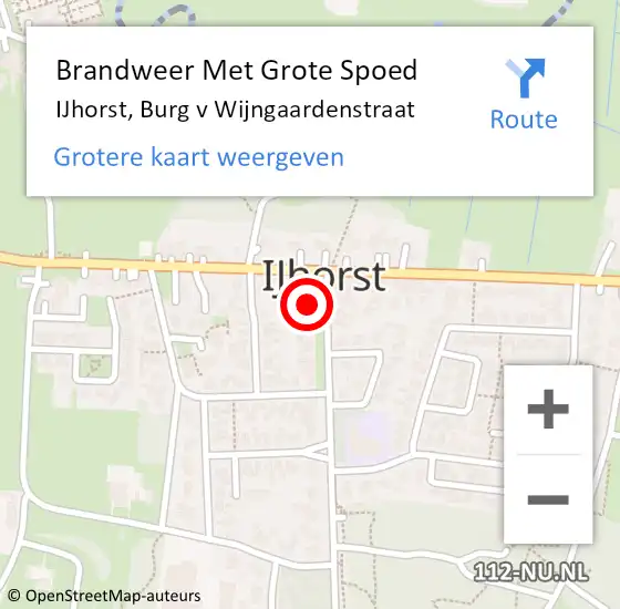Locatie op kaart van de 112 melding: Brandweer Met Grote Spoed Naar IJhorst, Burg v Wijngaardenstraat op 8 april 2022 08:36