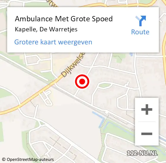 Locatie op kaart van de 112 melding: Ambulance Met Grote Spoed Naar Kapelle, De Warretjes op 13 juli 2014 18:52