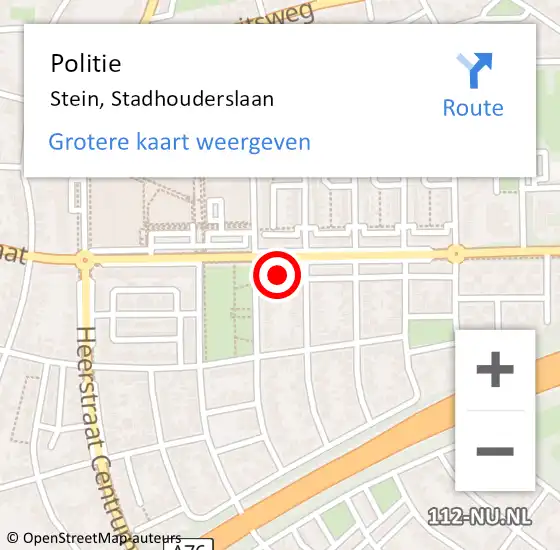 Locatie op kaart van de 112 melding: Politie Stein, Stadhouderslaan op 8 april 2022 08:54