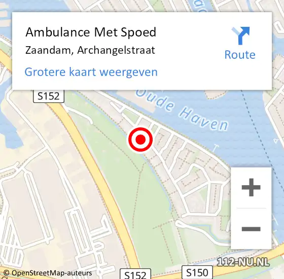 Locatie op kaart van de 112 melding: Ambulance Met Spoed Naar Zaandam, Archangelstraat op 8 april 2022 08:57