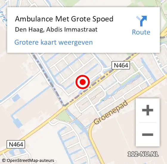 Locatie op kaart van de 112 melding: Ambulance Met Grote Spoed Naar Den Haag, Abdis Immastraat op 8 april 2022 09:04