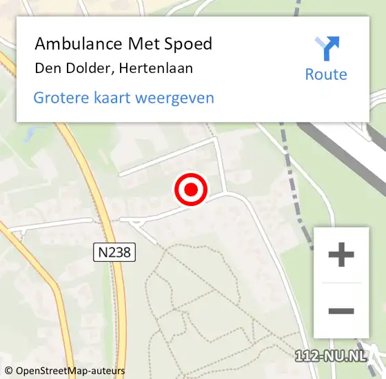 Locatie op kaart van de 112 melding: Ambulance Met Spoed Naar Den Dolder, Hertenlaan op 13 juli 2014 18:55