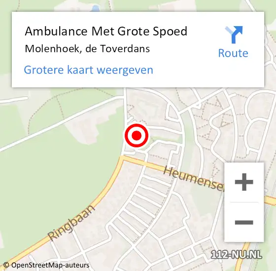 Locatie op kaart van de 112 melding: Ambulance Met Grote Spoed Naar Molenhoek, de Toverdans op 13 juli 2014 18:56