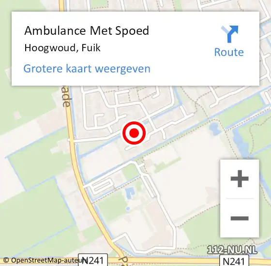 Locatie op kaart van de 112 melding: Ambulance Met Spoed Naar Hoogwoud, Fuik op 8 april 2022 09:13