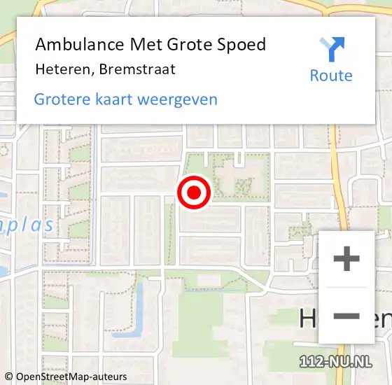 Locatie op kaart van de 112 melding: Ambulance Met Grote Spoed Naar Heteren, Bremstraat op 8 april 2022 09:47