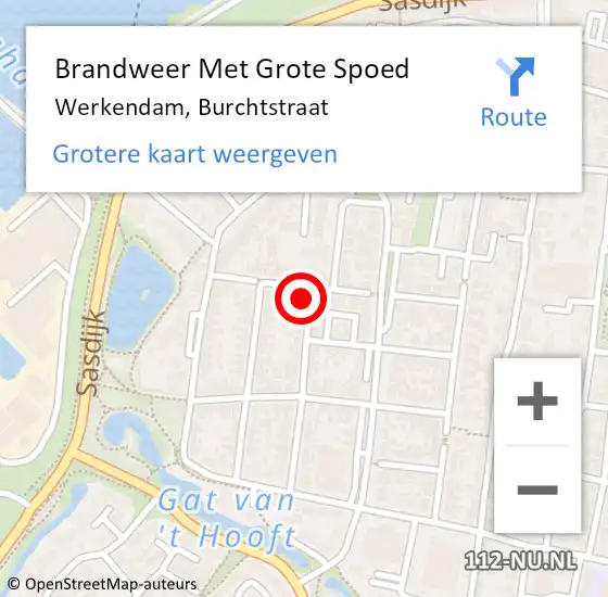 Locatie op kaart van de 112 melding: Brandweer Met Grote Spoed Naar Werkendam, Burchtstraat op 8 april 2022 09:51