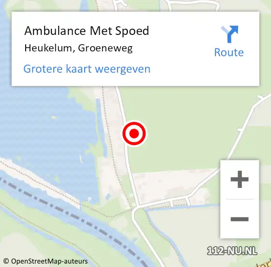 Locatie op kaart van de 112 melding: Ambulance Met Spoed Naar Heukelum, Groeneweg op 8 april 2022 09:57