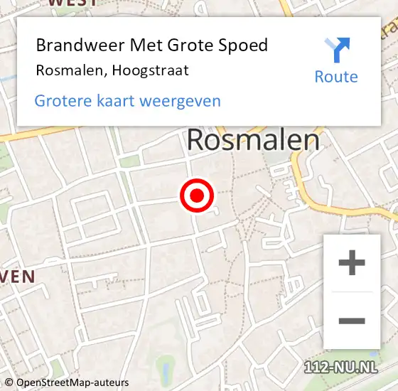 Locatie op kaart van de 112 melding: Brandweer Met Grote Spoed Naar Rosmalen, Hoogstraat op 8 april 2022 10:03