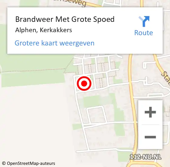 Locatie op kaart van de 112 melding: Brandweer Met Grote Spoed Naar Alphen, Kerkakkers op 8 april 2022 10:16