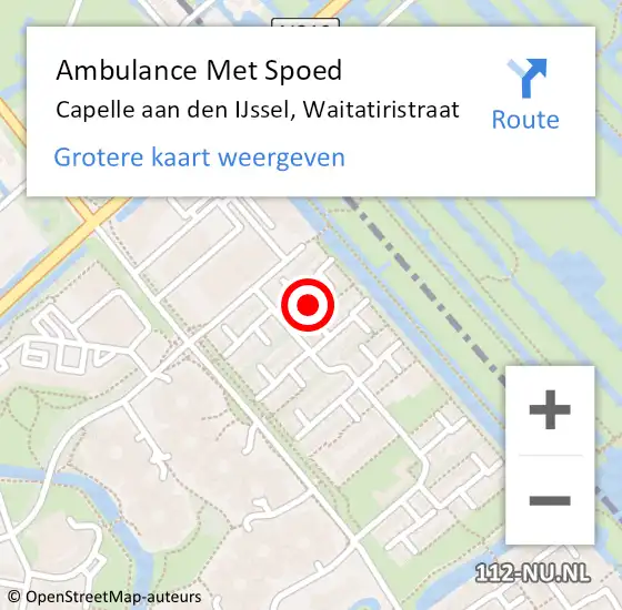 Locatie op kaart van de 112 melding: Ambulance Met Spoed Naar Capelle aan den IJssel, Waitatiristraat op 8 april 2022 10:47