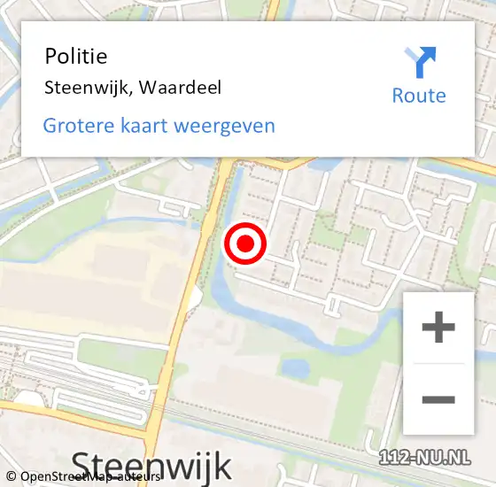 Locatie op kaart van de 112 melding: Politie Steenwijk, Waardeel op 8 april 2022 11:01