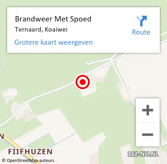 Locatie op kaart van de 112 melding: Brandweer Met Spoed Naar Ternaard, Koaiwei op 8 april 2022 11:04