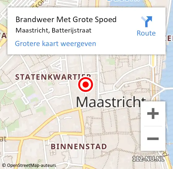 Locatie op kaart van de 112 melding: Brandweer Met Grote Spoed Naar Maastricht, Batterijstraat op 8 april 2022 11:04