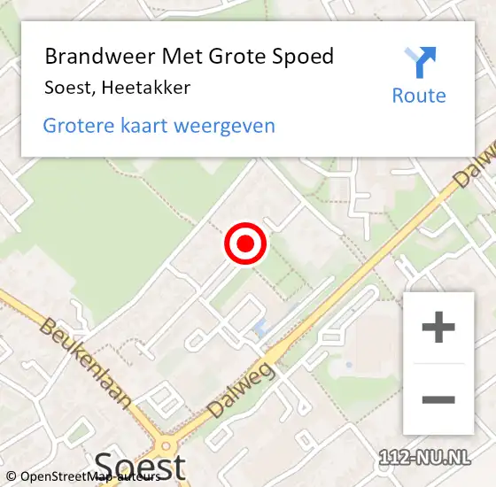 Locatie op kaart van de 112 melding: Brandweer Met Grote Spoed Naar Soest, Heetakker op 8 april 2022 11:33