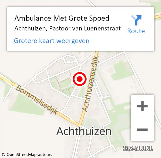 Locatie op kaart van de 112 melding: Ambulance Met Grote Spoed Naar Achthuizen, Pastoor van Luenenstraat op 8 april 2022 11:42