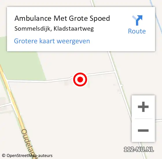 Locatie op kaart van de 112 melding: Ambulance Met Grote Spoed Naar Sommelsdijk, Kladstaartweg op 8 april 2022 11:47